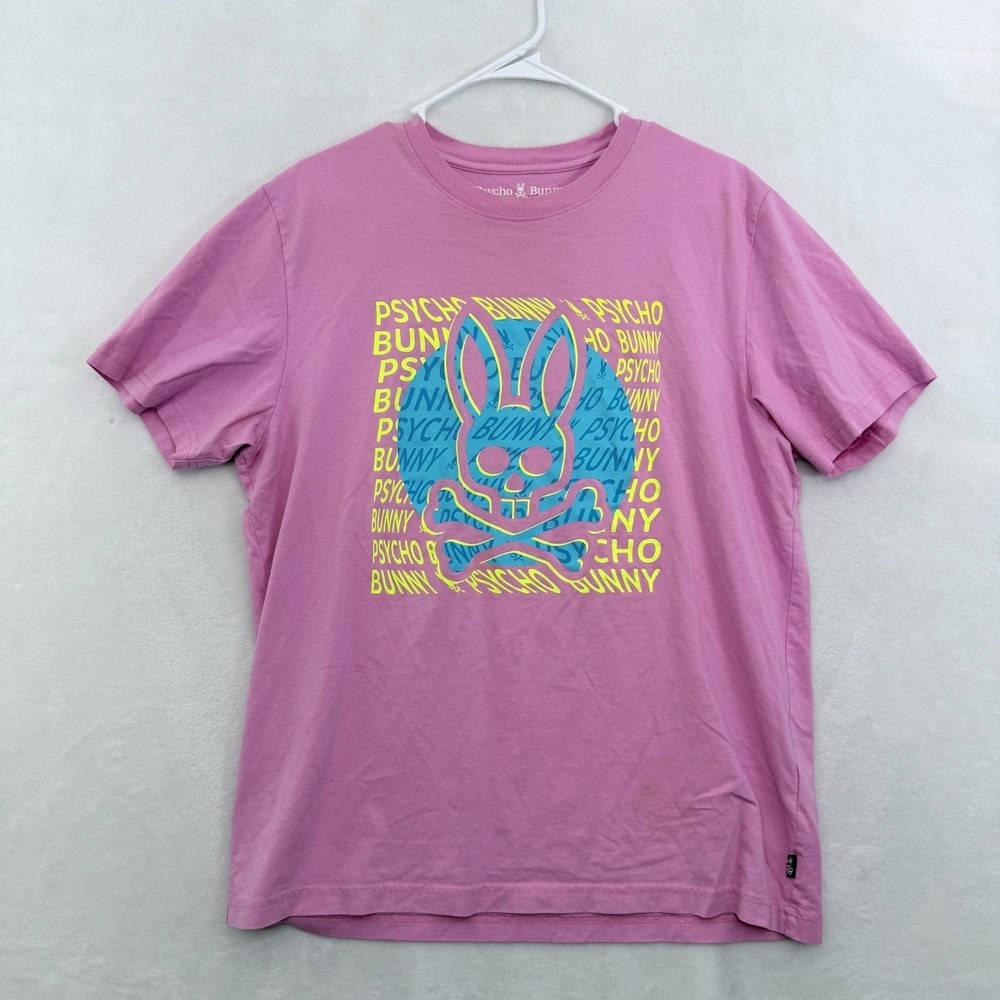 Psycho Bunny T Shirt Mens 6 L Pink Logo Graphic Preppy Summer Casual